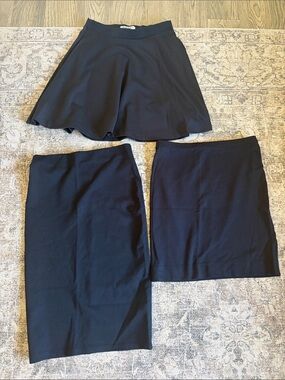 Black Women's Skirt Trio Bundle - Classic A-Line & Pencil Styles
